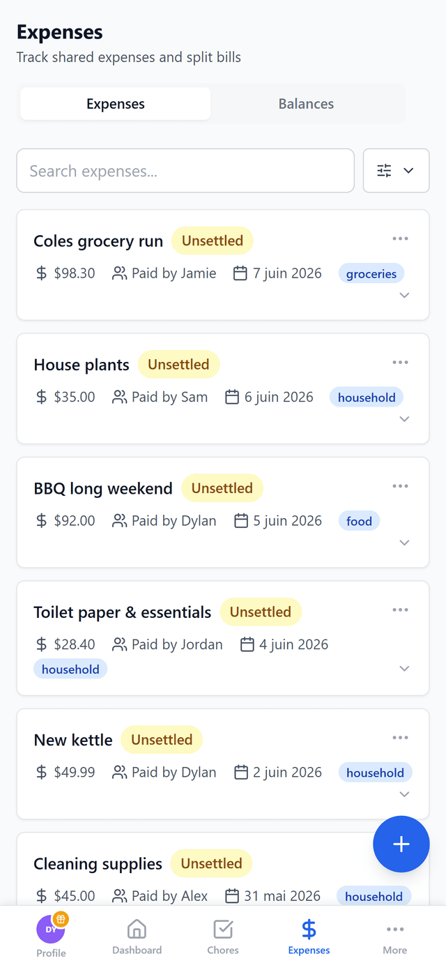FlatApp Expense Splitting screenshot